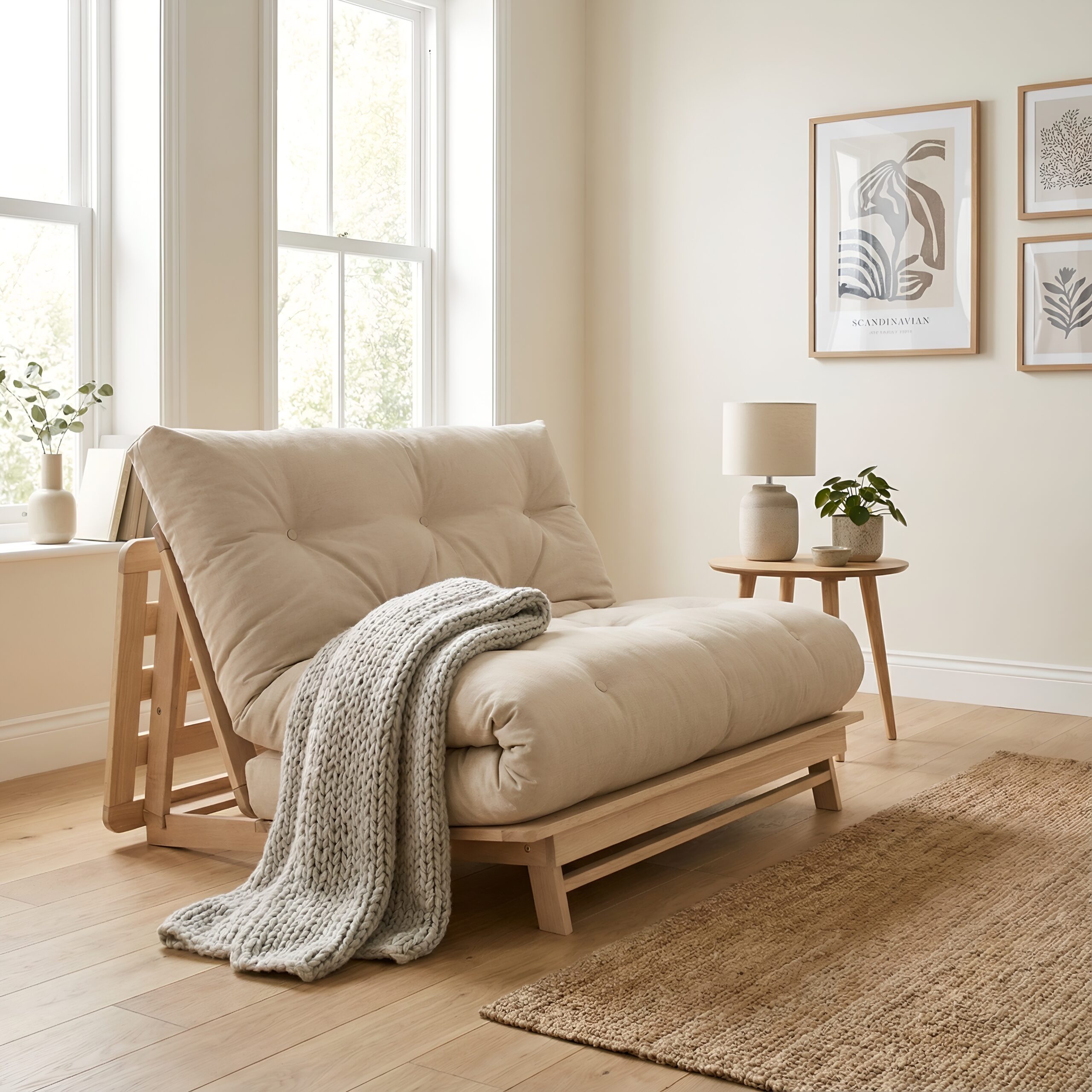 Schlafsofa aus massivem Buchenholz – LAYTI